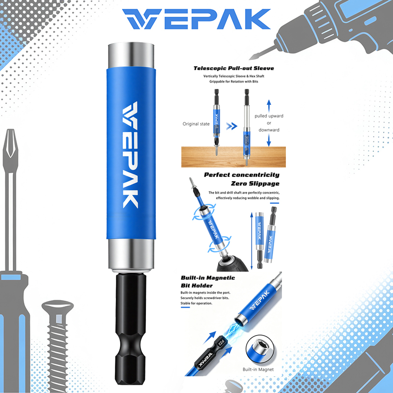 Power Tools Hardware - VEPAK Portainserti Magnetico Telescopico con Attacco
